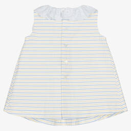 Fina Ejerique-Baby Girls White Cotton Seersucker Dress | Childrensalon Outlet