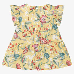 Fina Ejerique-Baby Girls Yellow Cotton Floral Dress | Childrensalon Outlet