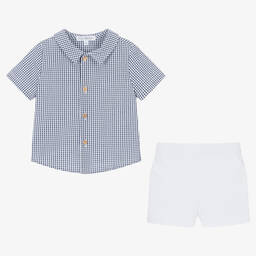 Fina Ejerique-Boys White Cotton Shorts Set | Childrensalon Outlet