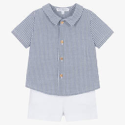 Fina Ejerique-Boys White Cotton Shorts Set | Childrensalon Outlet