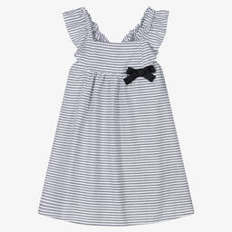 Fina Ejerique-Girls Blue & White Striped Dress | Childrensalon Outlet