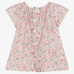 Fina Ejerique-Girls Pink Cotton Floral Dress | Childrensalon Outlet