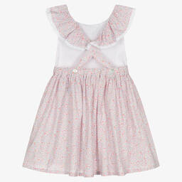 Fina Ejerique-Girls Pink Floral Cotton Pinafore Dress | Childrensalon Outlet