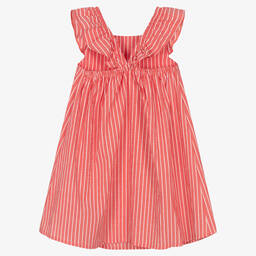 Fina Ejerique-Girls Red Striped Cotton Dress | Childrensalon Outlet