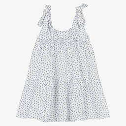 Fina Ejerique-Girls White & Blue Floral Dress | Childrensalon Outlet