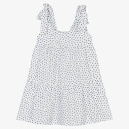Fina Ejerique-Girls White & Blue Floral Dress | Childrensalon Outlet