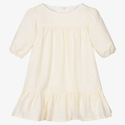 Fina Ejerique-Girls Yellow Cotton Striped Dress | Childrensalon Outlet