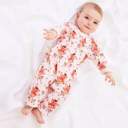 Flower Fairies™ by Childrensalon-Baby Girls Pink Cotton Romper Suit | Childrensalon Outlet