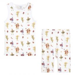 فلاور فيريز باي تشلدرن صالون-بيجاما شورت قطن لون أبيض | Childrensalon Outlet