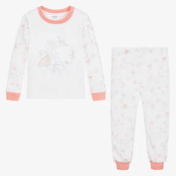 فلاور فيريز باي تشلدرن صالون-بيجاما قطن لون أبيض وزهري للبنات | Childrensalon Outlet