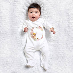 Flower Fairies™ by Childrensalon-Girls White Cotton Babygrow | Childrensalon Outlet