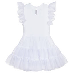 Flower Fairies™ by Childrensalon-Girls White Cotton & Tulle Dress | Childrensalon Outlet