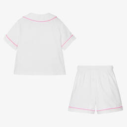 Flower Fairies™ by Childrensalon-Girls White Embroidered Cotton Pyjamas | Childrensalon Outlet