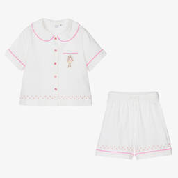 Flower Fairies™ by Childrensalon-Girls White Embroidered Cotton Pyjamas | Childrensalon Outlet