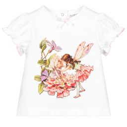 Flower Fairies™ by Childrensalon-تيشيرت قطن جيرسي لون أبيض وزهري للمولودات | Childrensalon Outlet