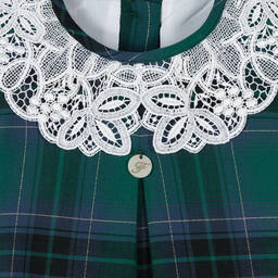 فوكيه-فستان قطن كاروهات لون أخضر وكحلي أطفال بناتي | Childrensalon Outlet