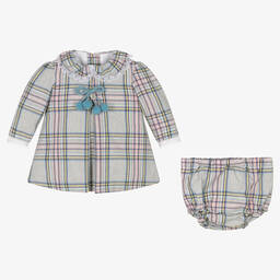 Foque-Baby Girls Grey Check Twill Dress | Childrensalon Outlet