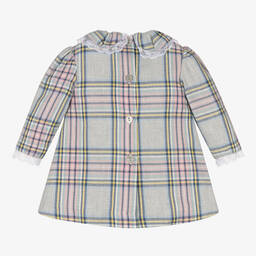 Foque-Baby Girls Grey Check Twill Dress | Childrensalon Outlet