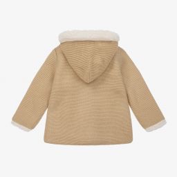 Foque-Beige Knit Fleece-Lined Coat | Childrensalon Outlet