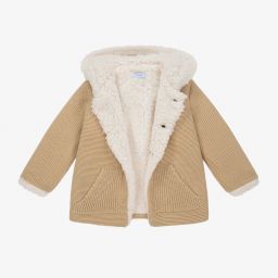 Foque-Beige Knit Fleece-Lined Coat | Childrensalon Outlet