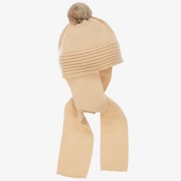 Foque-Beige Knit Hat & Scarf | Childrensalon Outlet