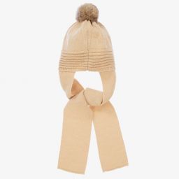 Foque-Beige Knit Hat & Scarf | Childrensalon Outlet
