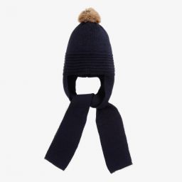 Foque-Blue Knit Hat & Scarf | Childrensalon Outlet