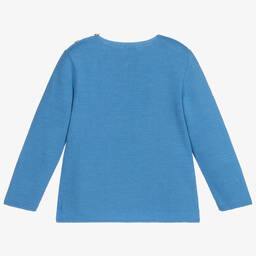 Foque-Blue Knitted Cotton Sweater | Childrensalon Outlet
