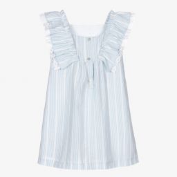 Foque-Blue & White Cotton Dress | Childrensalon Outlet