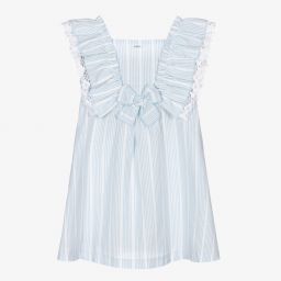 Foque-Blue & White Cotton Dress | Childrensalon Outlet