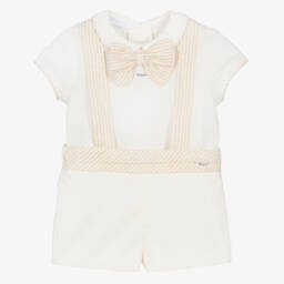 Foque-Бежевый льняной-хлопковый комплект для мальчиков | Childrensalon Outlet