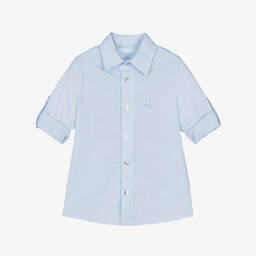 Foque-Boys Beige & Navy Blue Cotton Shorts Suit | Childrensalon Outlet