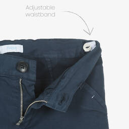 Foque-Boys Beige & Navy Blue Cotton Shorts Suit | Childrensalon Outlet