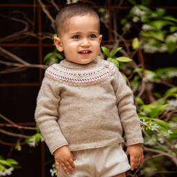 Foque-Boys Beige Wool Knit Sweater | Childrensalon Outlet