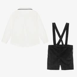 Foque-Boys Black & White Velvet Shorts Set | Childrensalon Outlet