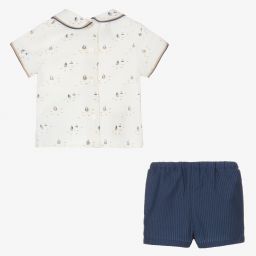 Foque-Boys Blue Boats Shorts Set | Childrensalon Outlet