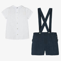 Foque-Boys Blue Cotton & Linen Shorts Set | Childrensalon Outlet