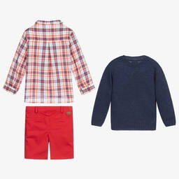 Foque-Boys Blue & Red Shorts Set | Childrensalon Outlet