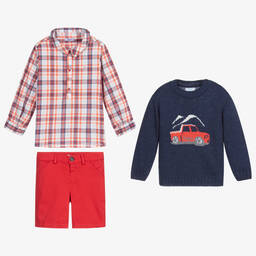 Foque-Boys Blue & Red Shorts Set | Childrensalon Outlet