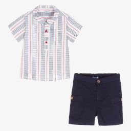 Foque-Boys Blue Stripe Shorts Set | Childrensalon Outlet