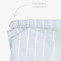 Foque-طقم شورت مزيج قطن وكتان لون أزرق وأبيض للأولاد | Childrensalon Outlet