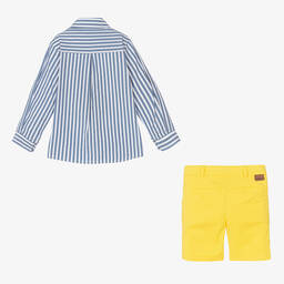 Foque-Синяя рубашка и желтые шорты из хлопка | Childrensalon Outlet