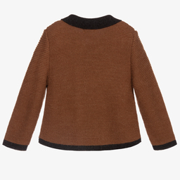 فوكيه-كارديغان أطفال ولادي أكريليك محبوك لون بني ورمادي | Childrensalon Outlet