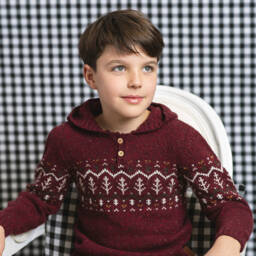 Foque-بلوفر بهودي مزيج صوف لون أحمر للأولاد | Childrensalon Outlet