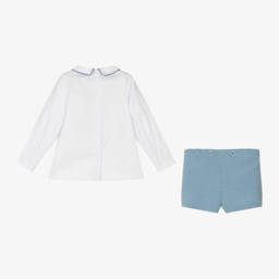 فوكيه-طقم شورت كاروهات لون أبيض و أزرق للأولاد | Childrensalon Outlet
