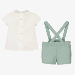 Foque-Boys Green & Ivory Cotton Shorts Set | Childrensalon Outlet