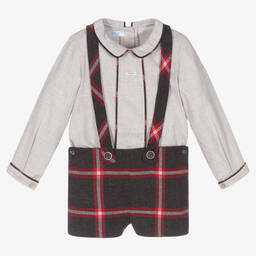 Foque-Boys Grey & Red Shorts Set | Childrensalon Outlet