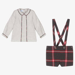 Foque-Boys Grey & Red Shorts Set | Childrensalon Outlet