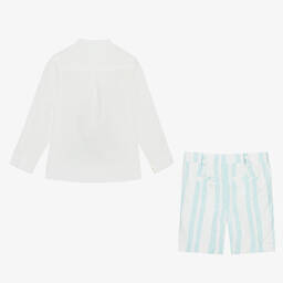 Foque-Кремовая рубашка и шорты из хлопка в голубую полоску | Childrensalon Outlet