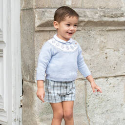 Foque-Boys Light Blue Knitted Sweater | Childrensalon Outlet